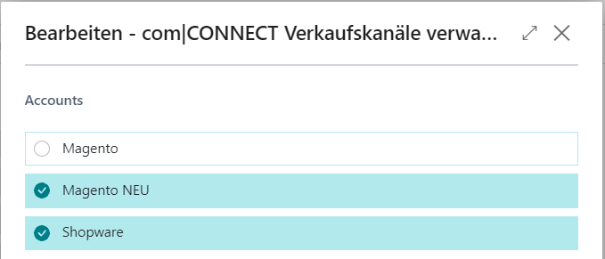 Verkaufskanäle auswählen