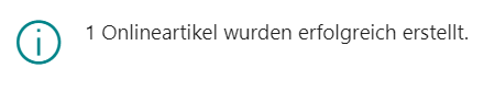 Onlineartikel erfolgreich erstellt