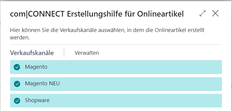 Verkaufskanäle auswählen
