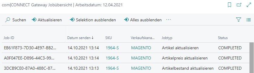 com|CONNECT Gateway Jobübersicht